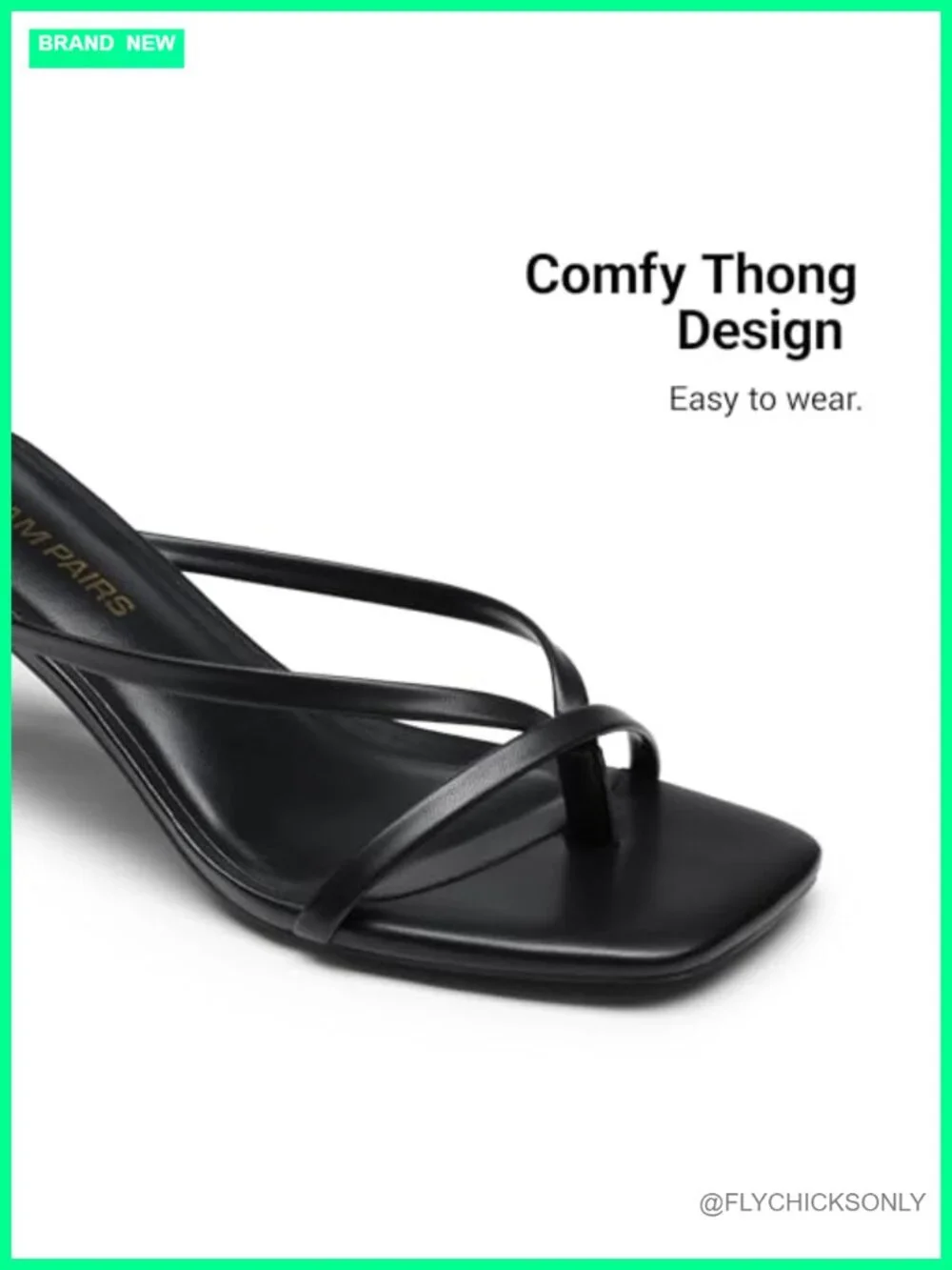 Faux Leather Square Toe Kitten Heel Thong Sandals for Women